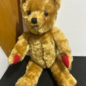 Charming Tan Teddy Bear with Red Paws